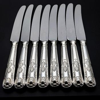 Kings Pattern - Set Of 8 Dinner Knives - Silver Plated Handles - Arthur Price (#59788) 1
