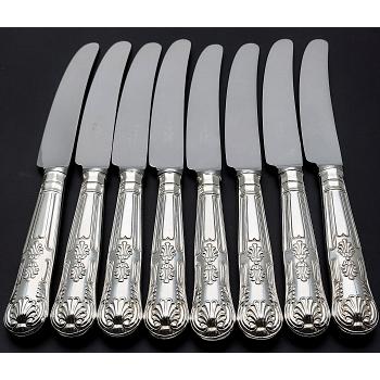 Kings Pattern - Set Of 8 Side Knives - Silver Plated Handles - Arthur Price (#59789) 1