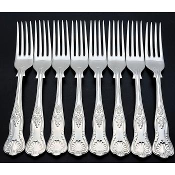 Kings Pattern - Set Of 8 Side / Dessert Forks Epns A1 Sheffield Silver Plated (#59791) 1