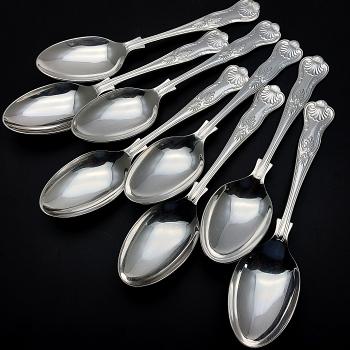 Kings Pattern - Set Of 8 Dessert Spoons Epns A1 Sheffield Silver Plated (#59792) 1