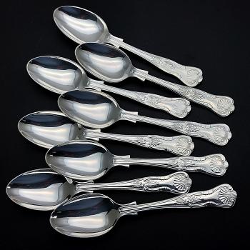 Kings Pattern - Set Of 8 Tea Spoons Epns A1 Sheffield Silver Plated (#59794) 1