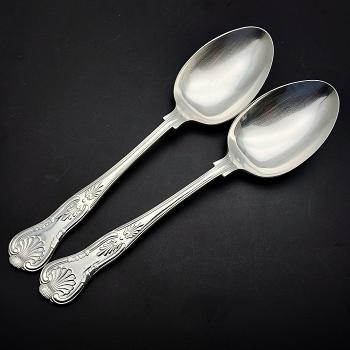 Kings Pattern - Pair Of Table Spoons Epns A1 Sheffield Silver Plated (#59795) 1