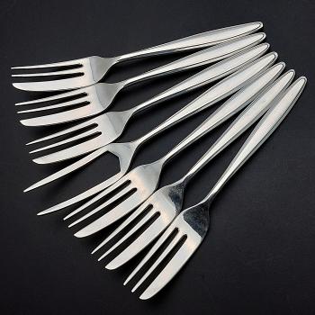 Set Of 6 Cake Forks & Server - Silver Plated - Sheffield Mid Century Modern (#59812) 1