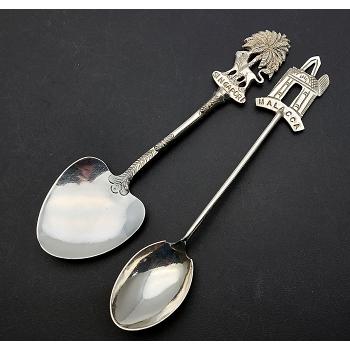 Singapore & Malacca Malaysian Silver Souvenir Spoons - Vintage 1260b (#59817) 1