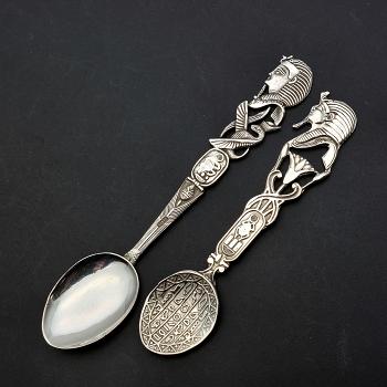 2x Vintage Egyptian Silver Souvenir Spoons (#59822) 1