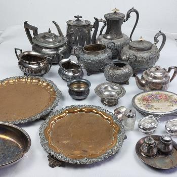 Bulk Quantity Job Lot Silver Plated Tableware Including Tea Sets (#59828) 1