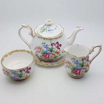 Royal Albert Nosegay Pattern Spinster Tea Pot Set - Vintage (#59831) 1