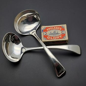 Old English Pattern 2x Sauce Ladles - Silver Plated Viners - Vintage (#59840) 1