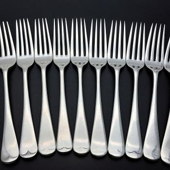 10x Old English Pattern Dinner Forks - Silver Plated - Vintage (#59841) 1