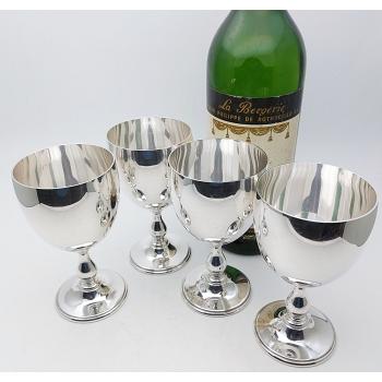 4x Good Silver Plated Wine Goblets - Mappin & Webb - Vintage (#59873) 1