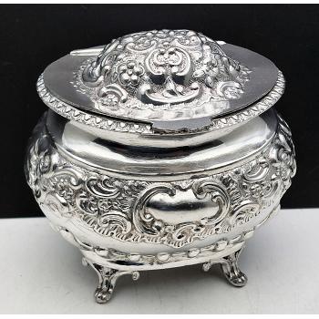 Antique Silver Plated Ornate Tea Caddy / Covered Sugar Bowl (#59875) 1