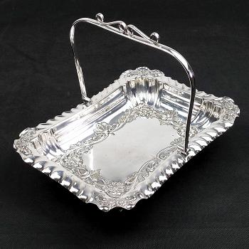 Ornate Victorian Silver Plated Swing Handle Cake Basket Bowl Maton Cardiff (#59877) 1