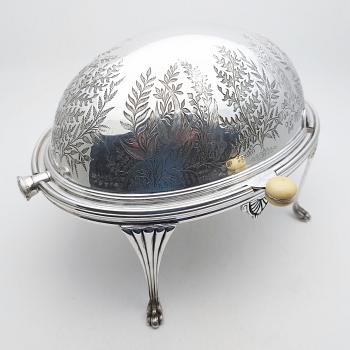Gorgeous Aesthetic Movement Roll-top Soup Tureen - Silver Plated Antique (#59878) 1