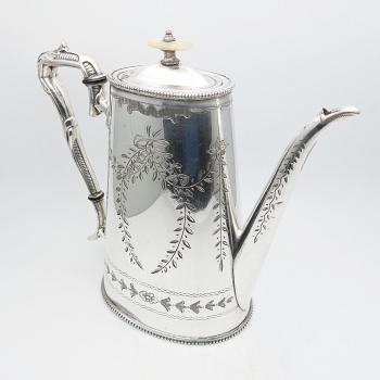 Ornate Victorian Tall Silver Plated Coffee Pot (#59879) 1