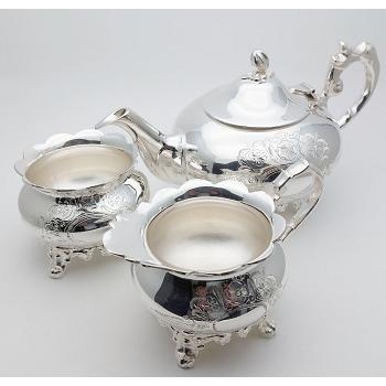 Vintage 3 Piece Silver Plated Tea Service Set Epns (#59885) 1