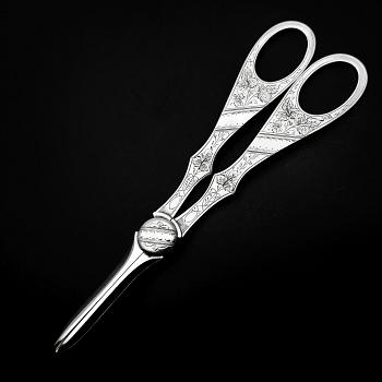 Beautiful Aesthetic Movement Grape Scissors - Silver Plated - Antique (#59914) 1