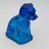 Antique Blue Pressed Glass Dog Paperweight Ornament (#59575) 2