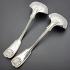 Fiddle Thread Shell Pair Of Large Sauce Ladles - Antique Silver Plated (#59628) 4