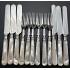 24pc Mother Of Pearl Handle Dessert Cutlery Set - Silver Plated 1860 - Antique (#59665) 5