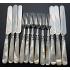 24pc Mother Of Pearl Handle Dessert Cutlery Set - Silver Plated 1860 - Antique (#59665) 8