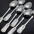 Fiddle Pattern - Set Of 6 Dessert Spoons - Silver Plated - Antique (#59685) 4