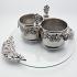 Double Wine Bottle Coaster & Glass Cheese Board - Silver Plated Silea Vintage (#59738) 2