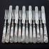 Superb Mother Of Pearl Handle Dessert Cutlery Set - Silver Plated - Antique (#59827) 2
