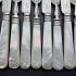 Superb Mother Of Pearl Handle Dessert Cutlery Set - Silver Plated - Antique (#59827) 3