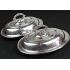 Pair Ornate Double Entrée Serving Dishes - Silver Plated - Antique (#59862) 11