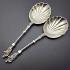 Gorgeous Pair Of Victorian Apostle Serving Spoons - Silver Plated Sheffield (#60056) 7
