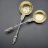 Beautiful Pair Of Apostle Sugar & Cream Ladles Silver Plated Gilt Bowls Antique (#60065) 5