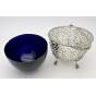 Victorian Silver Plated & Blue Glass Sugar Basket Bowl - Paw Feet (#57077) 3