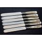 Antique Mother Of Pearl Handled Dessert Knives X6 - Silver Plated (#59405) 2