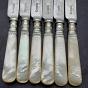 Antique Mother Of Pearl Handled Dessert Knives X6 - Silver Plated (#59405) 3