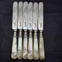 Antique Mother Of Pearl Handled Dessert Knives X6 - Silver Plated (#59405) 5