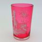 Mary Gregory Style Enamel On Cranberry Glass Small Tumbler Antique (#59578) 4