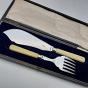Vintage Cased Fish Servers - Faux Bone Handled - Silver Plated Epns A1 (#59680) 2