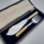 Vintage Cased Fish Servers - Faux Bone Handled - Silver Plated Epns A1 (#59680) 4