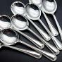 Walker & Hall Laurel Pattern Set Of 8 Soup Spoons - Silver Plated - Vintage (#59859) 2
