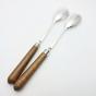 Edwardian Silver Plated & Oak Pair Of Salad Servers - Antique (#59866) 2