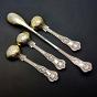 Queens Pattern - Lovely Long Mustard Spoon & Salt Spoons Silver Plated Antique (#60090) 2