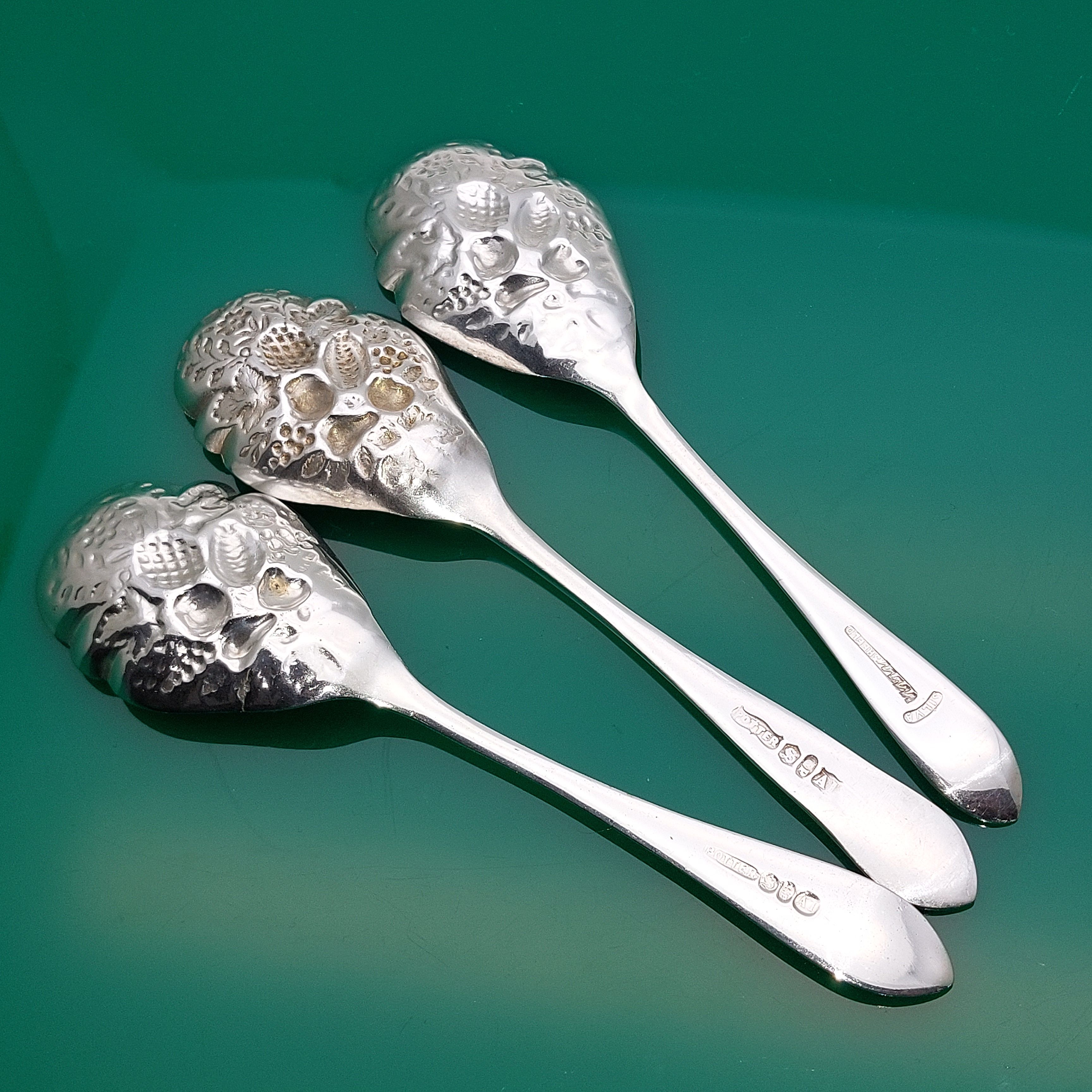 3x BERRY BOWL JAM SPOONS POTTER EPNS SILVER PLATED SILVA NS