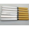 6x Large Palette Shaped Dinner Knives Steel Faux Bone Handles Gladwin Vintage (#100368) 2