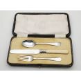 Antique Cased Childs 3 Piece Cutlery Set Silver Plated Bright Cut (#100449) 3
