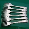 Bead Pattern Set Of 6x Fish Forks Silver Plated Epns A1 Sheffield Vintage (#61110) 2
