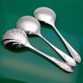 Art Deco Chevron Pattern Large Serving Spoons Silver Plated Vintage (#61117) 2