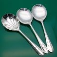 Art Deco Chevron Pattern Large Serving Spoons Silver Plated Vintage (#61117) 4
