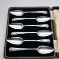Art Deco Chevron Pattern Set Of 6 Grapefruit Spoons Silver Plated Epns Vintage (#61365) 2