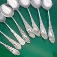 8x Ornate Same Pattern Jam Spoons Silver Plated Antique (#61636) 2