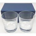 Boxed Heavy Pair Glass Whisky Tumblers Horse Show Jumping - Vintage (#61642) 2